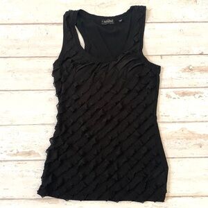 Women’s S/M Black Ruffle Tank Top Sleeveless Shirt Tempted Brand Size Small